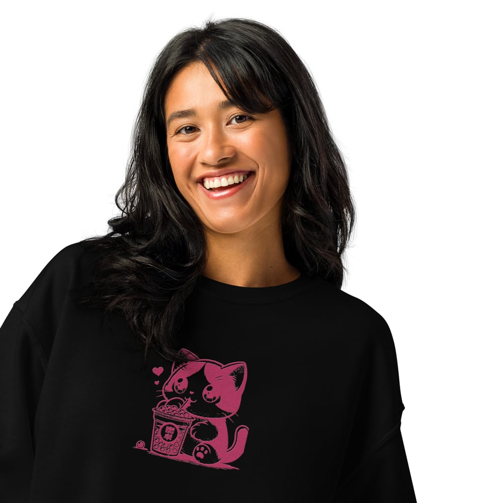 ZEN EXP - ANIME BOBA TEA CAT - Women’s Crew neck sweatshirt