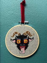 Black Phillip Cross Stitch Brown Horns