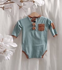 Image 1 of Baby Boy Bodysuit for Sitter Photoshoot | Liam | 9-12 months | dusty blue | cinnamon additives
