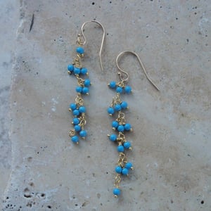 Image of Curacao~Turquoise fringe earrings in gold