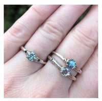 Image 2 of ice blue Australian sapphire and black diamond engagement ring
