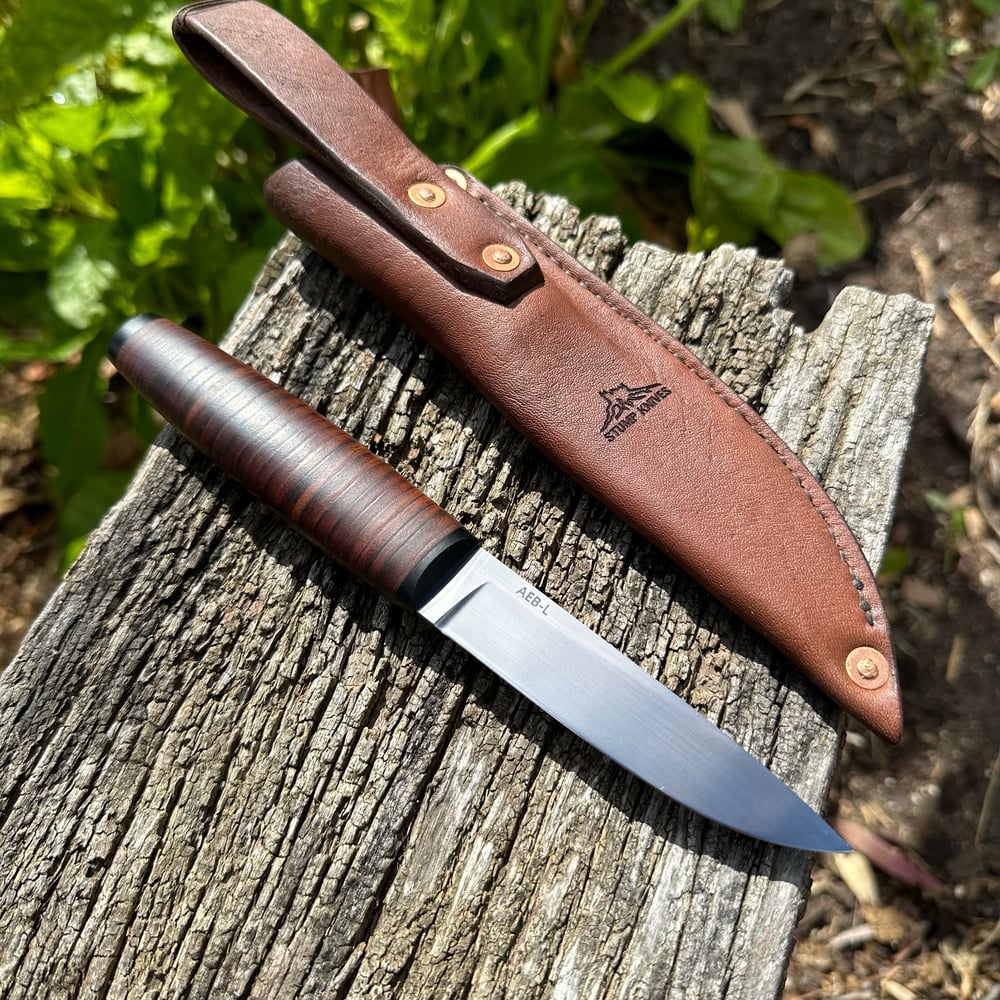 Image of 100mm Puukko AEB-L Stacked Leather 