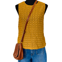 Image 1 of Yellow Crochet Sleeveless Zara Top with Ruffle Accent - Size M Beach Boho