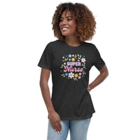 Image 9 of Women's Relaxed T-Shirt, Super Nurse Flower Power Tee