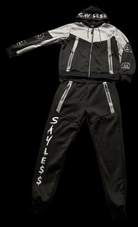 Image 1 of Two-Tone Fleece Sweat-Suit (Black/gray)