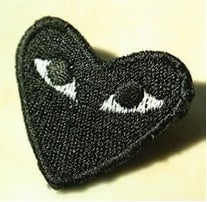 Image of COMME DES GARCONS "PLAY" HEART LOGO PIN (BLACK) FREE SHIPPING