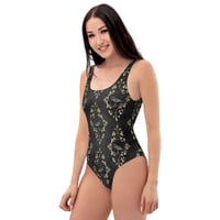 Image 6 of Edgar Allan Poe Inspired Raven Print Black/White One-Piece Swimsuit