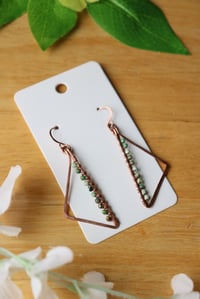 Image 1 of Turquoise + Copper Triangular Earrings