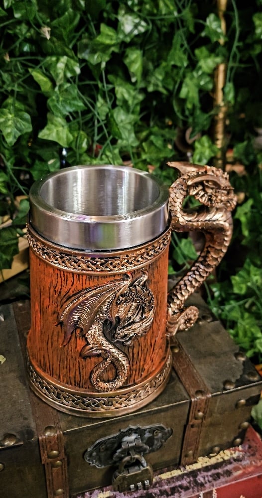 ๐The Armored Kingdom Walnut Brown Battleborn Dragon Mug