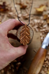 Image 5 of Oak Leaf Pendant Necklace. 