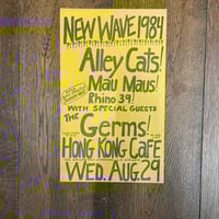 Original 14" x 9" 1979 Punk Flyer!  The Germs and Alley Cats at Hong Kong Cafe! 