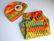 Image of Wooden Button Hat and Matching Diaper Cover 3-6 months - READY TO SHIP