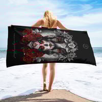 Image 2 of Towel Red and White Sugar Skull