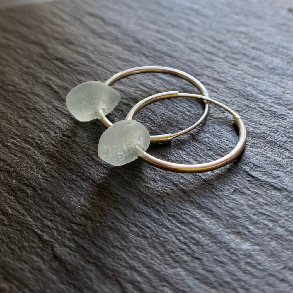 Image of pale sea glass earrings