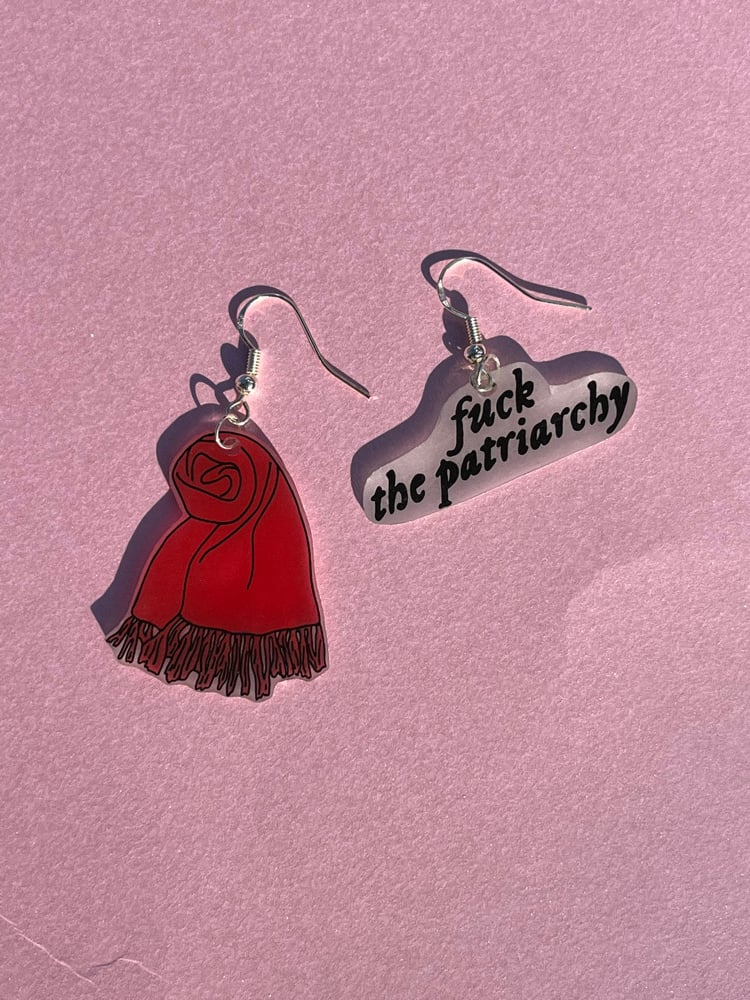 Image of red scarf earrings