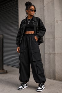 Image 2 of Cargo DIVA Pants - Black
