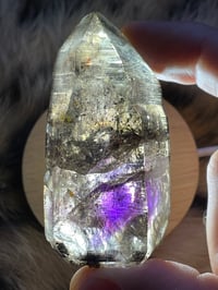 Image 2 of Smoky Amethyst Point With Siver & Red Rutile Inclusions #1972