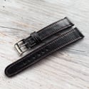 Black Chevre 40's Style Strap w/full stitching