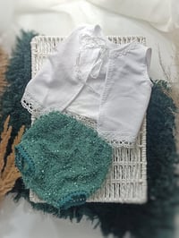 Image 5 of Newborn Photo Prop Set | with Mini Rug | newborn set for Photoshoot | emerald | white | Christmas