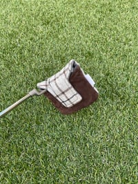 Image 3 of Grey Wool Check And Brown Pig Suede Mallet and DF3 Putter Cover