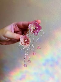 Image 4 of 🎀🌸Coquette Bow Rose Earrings🌸🎀