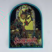 Slaughter - Strappado Woven Patch *TOMBSTONE SHAPE*