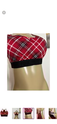 Image 4 of  Y2K Red &  Black plaid Racerback Sports Bra – XL | Grunge Cozy Lounge Top