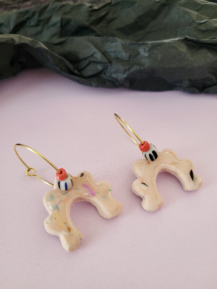 Image of Boucle d'oreilles art deco terrazzo pastel