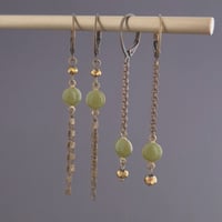 Image 2 of Boucles d'oreilles pendantes bronze vert kaki 