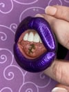 PHONE GRIP - Chrome Purple Lips With Sagittarius Zodiac