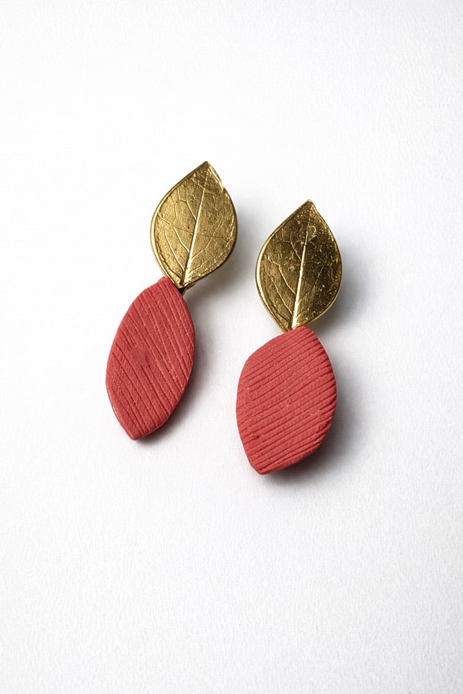 Image of Orecchini Leaves doppia foglia