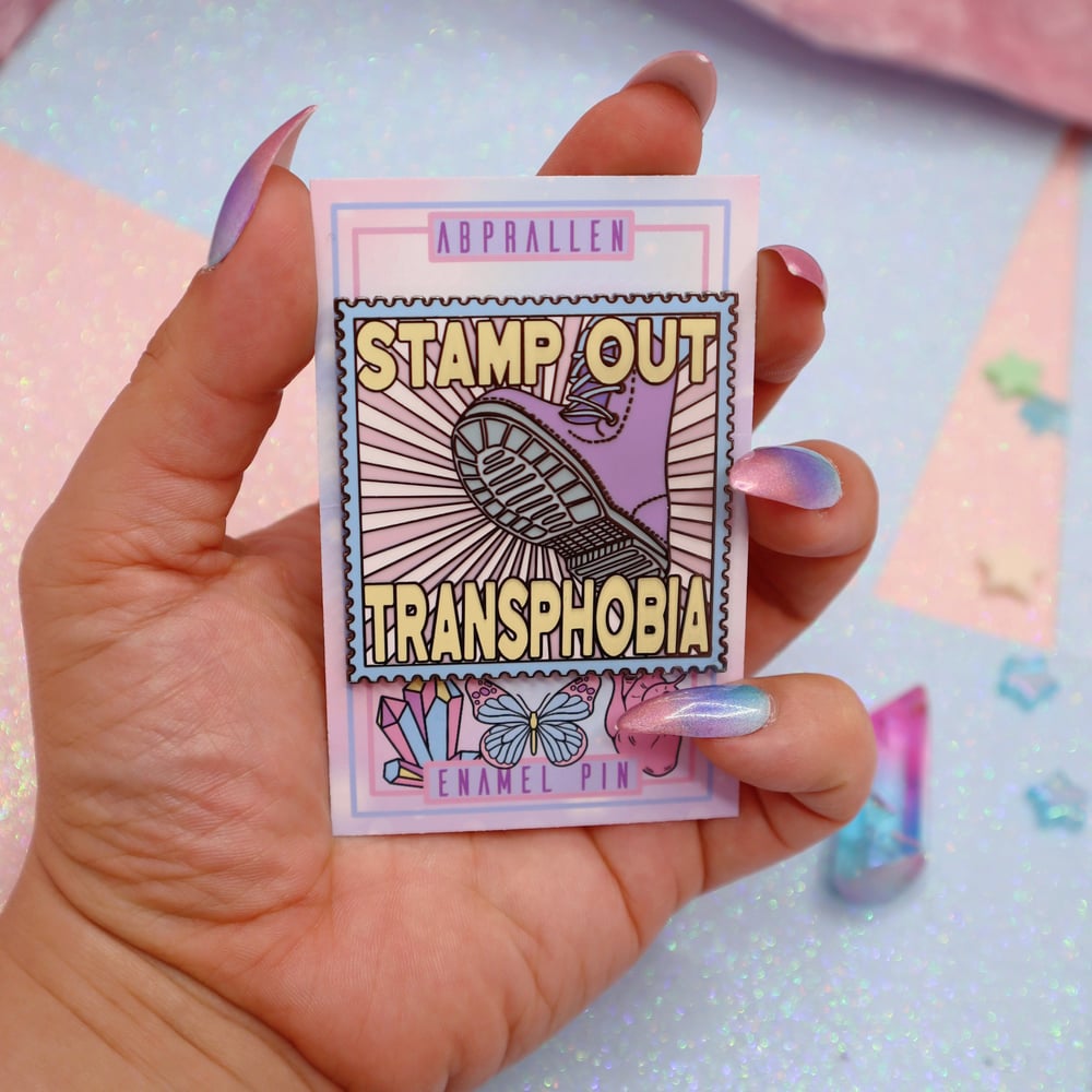 Image of Stamp Out Transphobia Enamel Pin