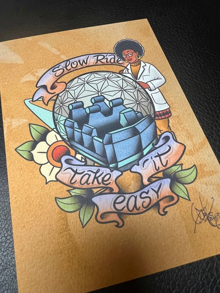 Image of 5x7" "Slow Ride" Spaceship Earth Inspired Print