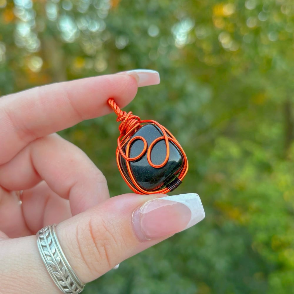 Image of green goldstone pendant