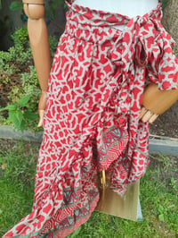 Image 5 of Pasha Co ord set top and frill wrap skirt - Red