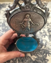 Image 9 of Petit benitier en etain et argent, Art Nouveau 1910, signé Ruffony