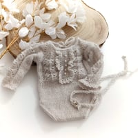 Image 1 of Newborn girls knitted set - Sandy  | warm gray