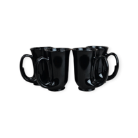 Image 1 of Set of 4 Black Amethyst Horn Mugs