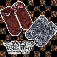 Image 1 of Cheetah or zebra boot socks 