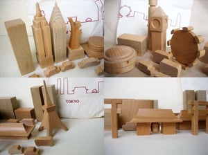 Image of muji wooden city blocks-tokyo, edo, london, or new york sets