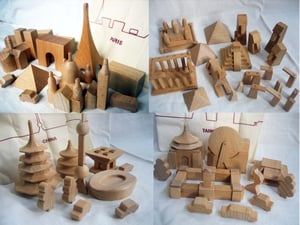 Image of muji wooden world blocks-paris, china, taiwan, and world heritage sets