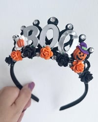 Image 1 of Halloween tiara crown spooky BOO tiara hair accessories Halloween party props