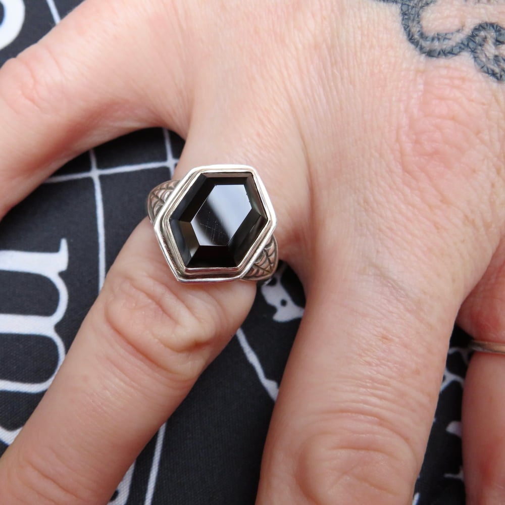 Silkenweb Black Spinel Spiderweb Ring Sterling Silver