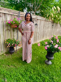 Image 5 of Striped Off Shoulder Jumpsuit 
