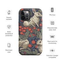 Image 13 of Boho Nature Cottagecore Inspired White Rabbits Among Berries Tough Case for iPhone®