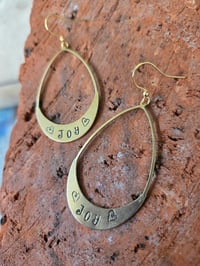 Image 1 of Phish inspired JOY brass earrings