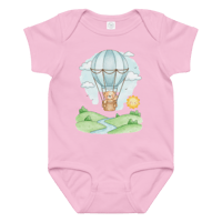 Image 10 of Unisex Baby jersey bodysuit (Bear in a hot air balloon)