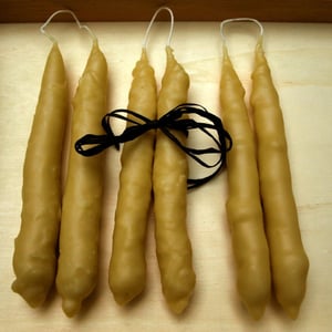 Image of Primitive Style Beeswax 7 Inch Hand-dipped Taper Candles