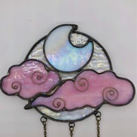 Image 2 of Iridescent Clear and Pink Night Sky Suncatcher 