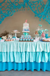 Image of Ombre Ruffle Tablecloth Blue, yellow or pink 